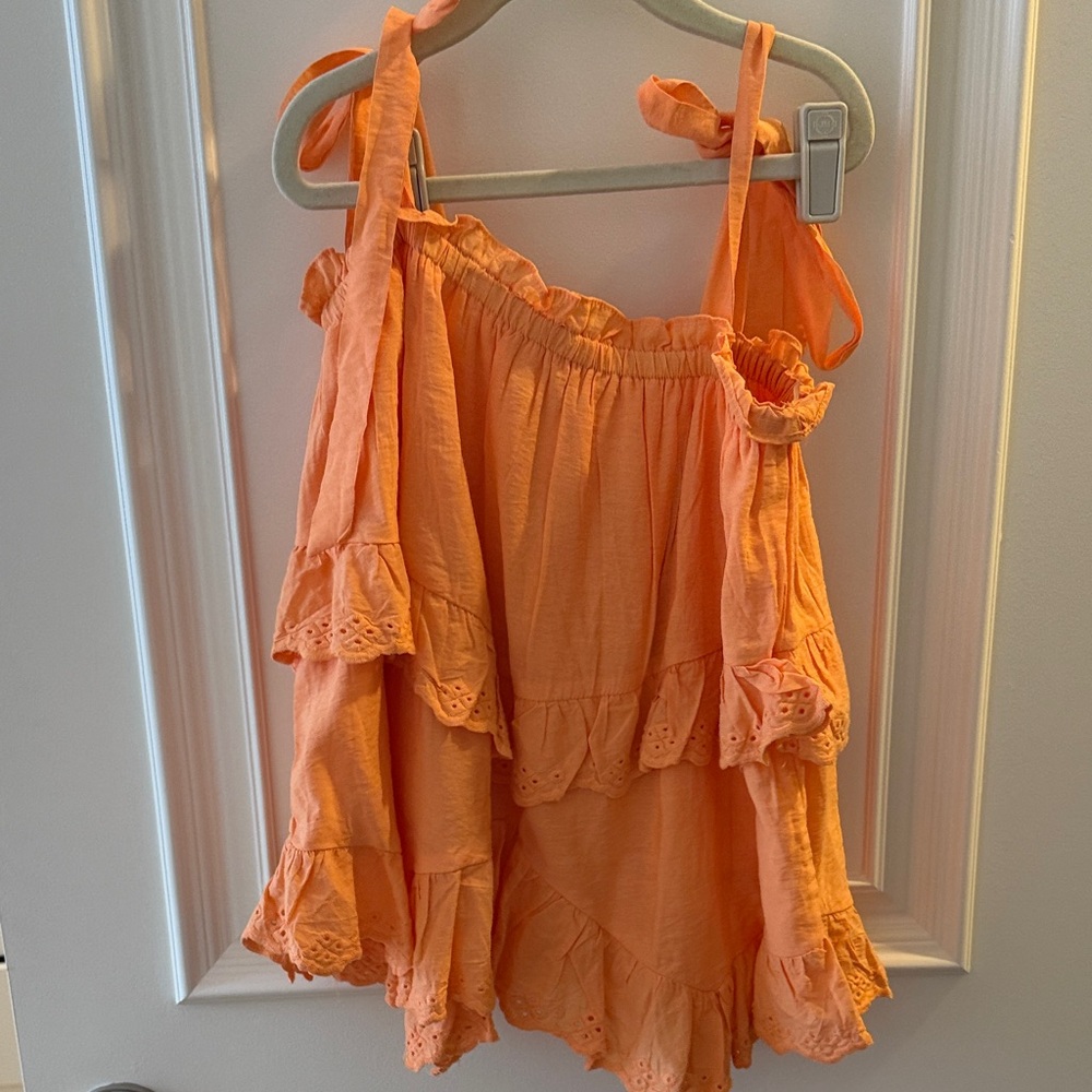 Orange Ruffled Women's Top - Picture 3 of 4